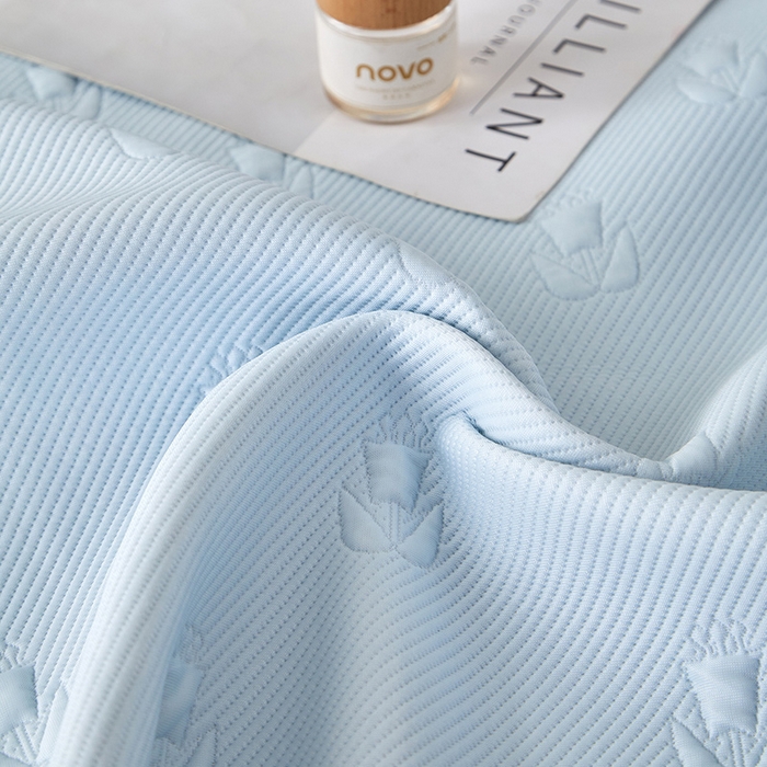 91家纺网 家纺一手货源 找家纺 航途席业 2026新款A类凉感豆豆床裙款凉席三件套-系列七 冰蓝郁金香