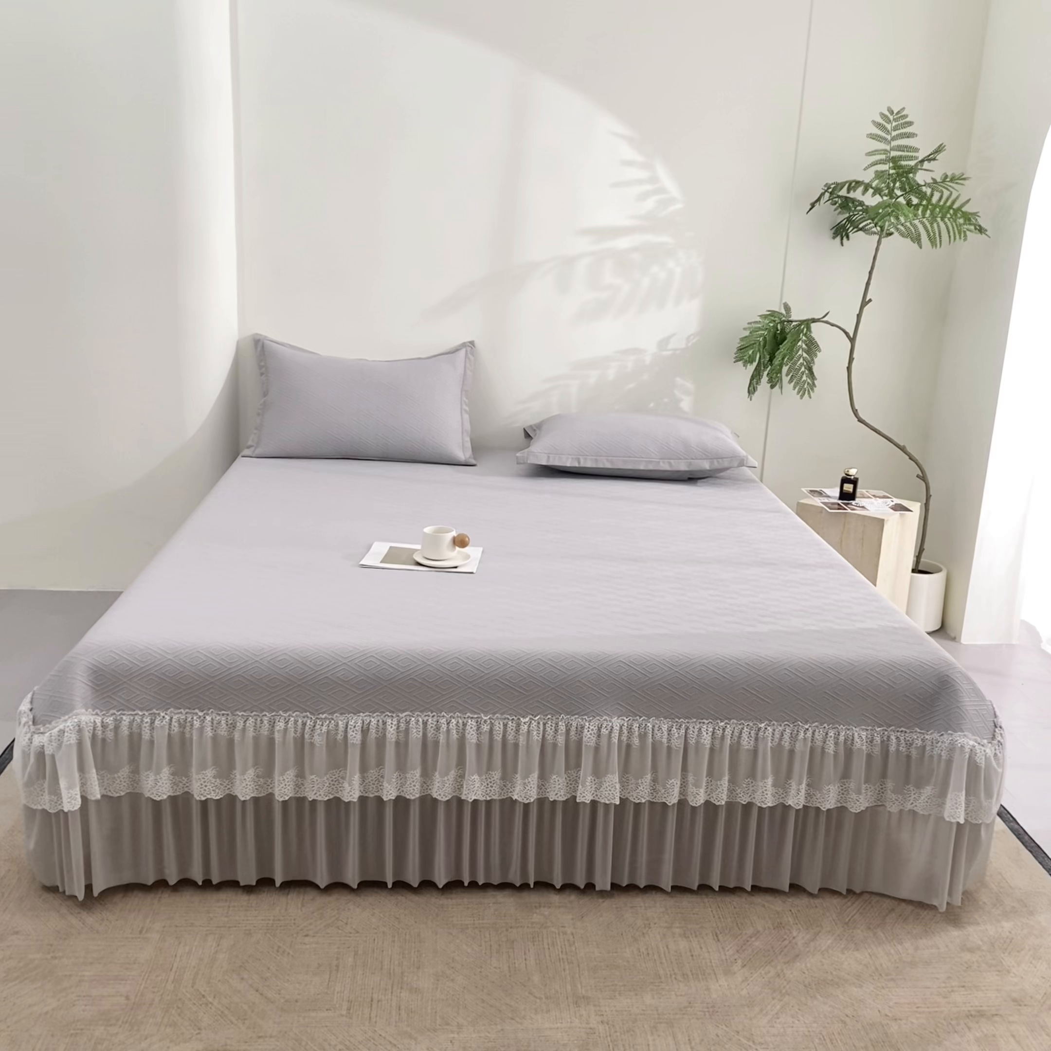 91家纺网 家纺一手货源 找家纺 （总）航途席业 2026新款A类凉感豆豆床裙款凉席三件套-系列六