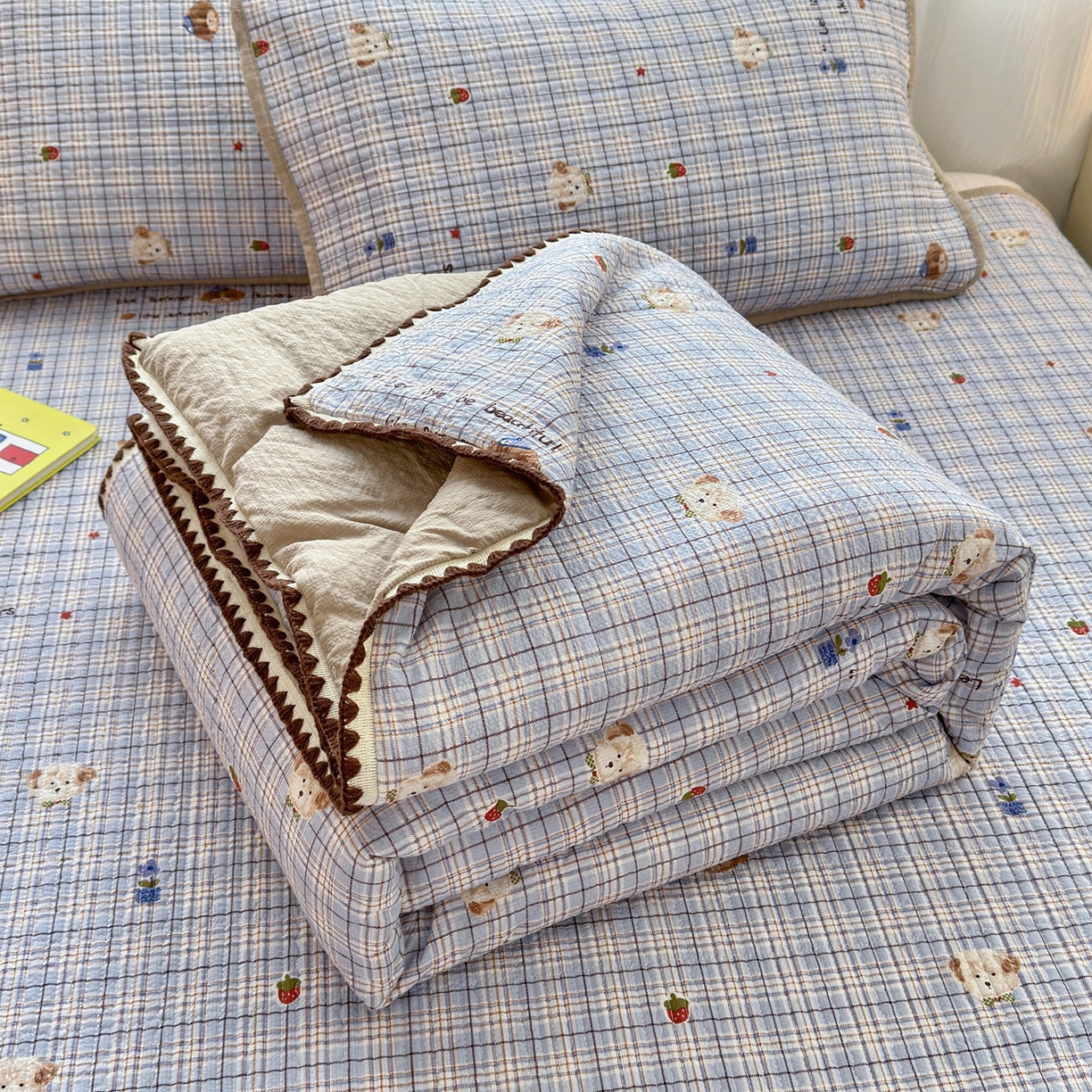 91家纺网 家纺一手货源 找家纺 （总）老帅的工厂店 2026新款三角针泡芙夏被夏被夏凉被空调被床盖四件套