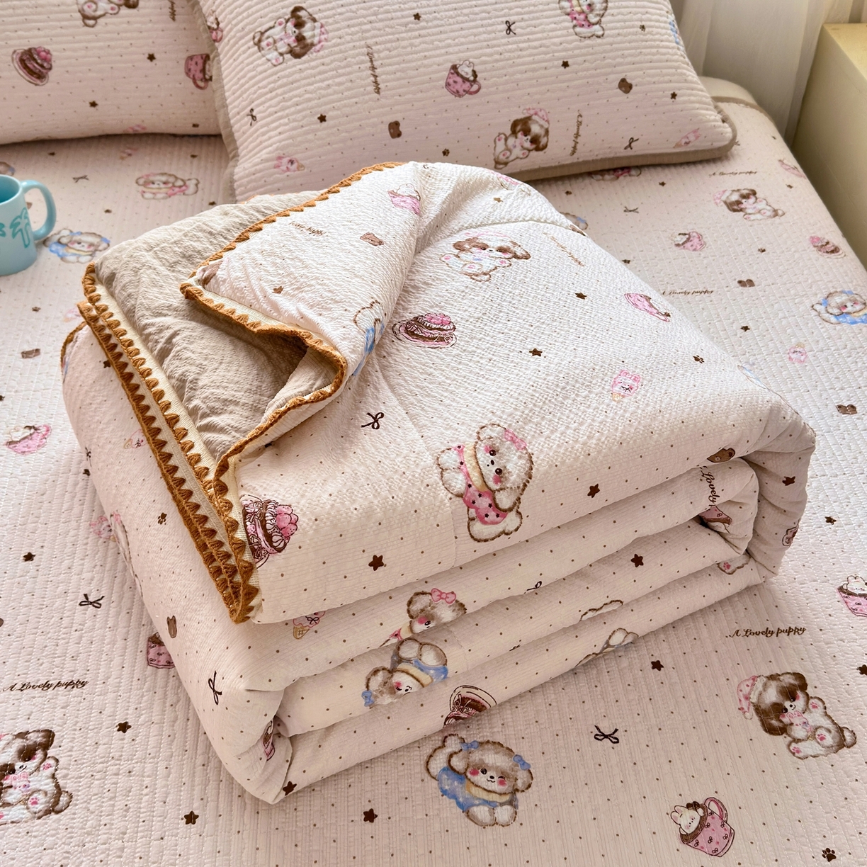 91家纺网 家纺一手货源 找家纺 （总）老帅的工厂店 2026新款三角针泡芙夏被夏被夏凉被空调被床盖四件套