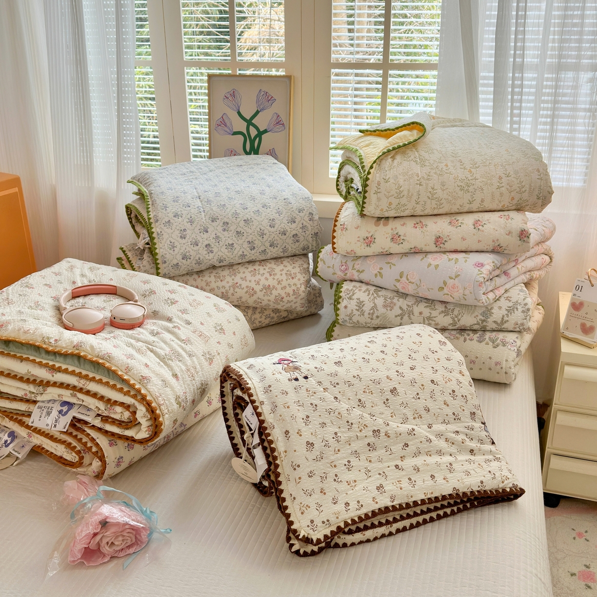 91家纺网 家纺一手货源 找家纺 老帅的工厂店 2026新款三角针泡芙夏被夏被夏凉被空调被床盖四件套 组合图仅做展示不可下单