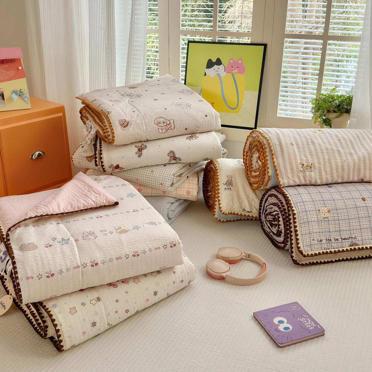 91家纺网 家纺一手货源 找家纺 老帅的工厂店 2026新款三角针泡芙夏被夏被夏凉被空调被床盖四件套 组合图仅做展示不可下单