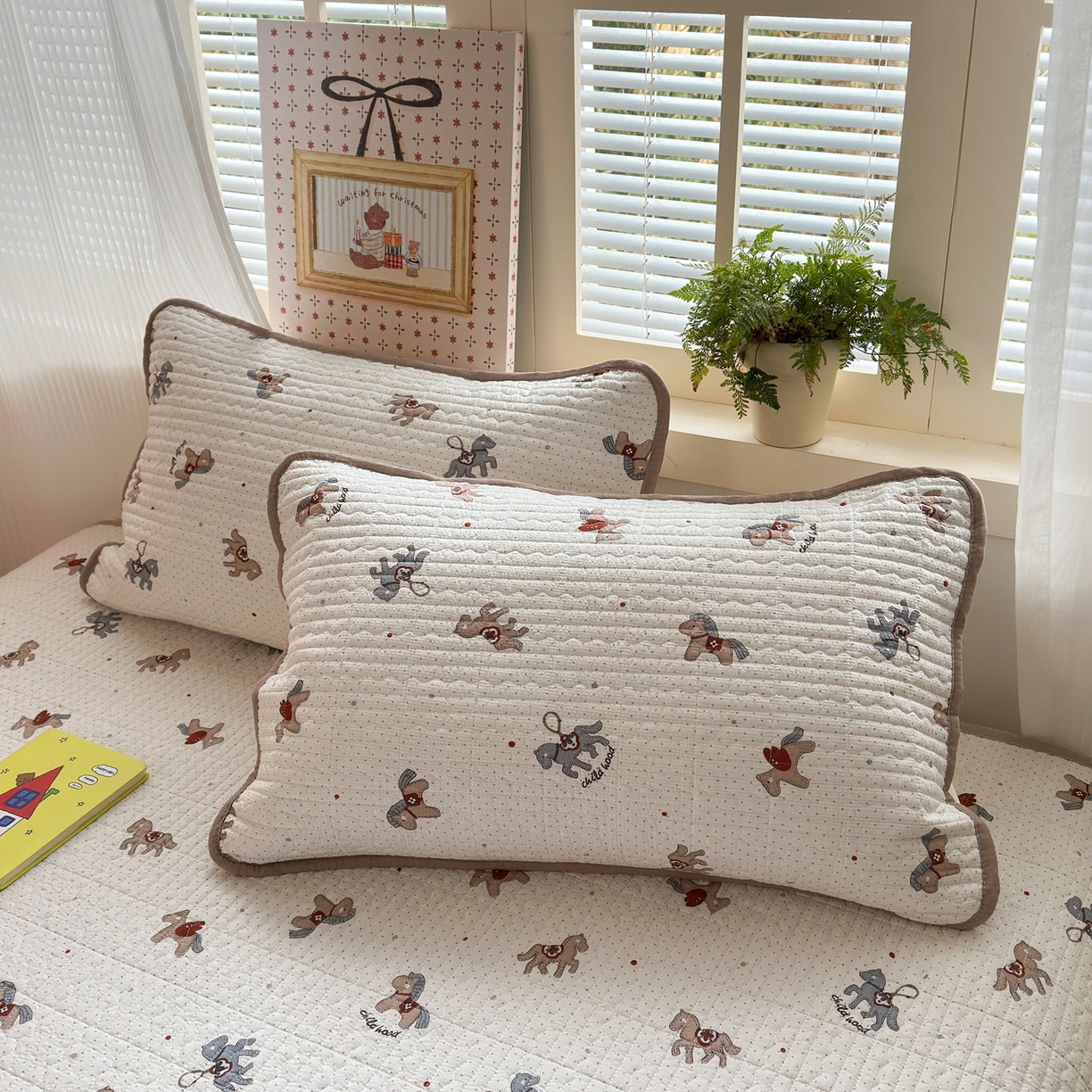 91家纺网 家纺一手货源 找家纺 老帅的工厂店 2026新款三角针泡芙夏被夏被夏凉被空调被床盖四件套 波点木马