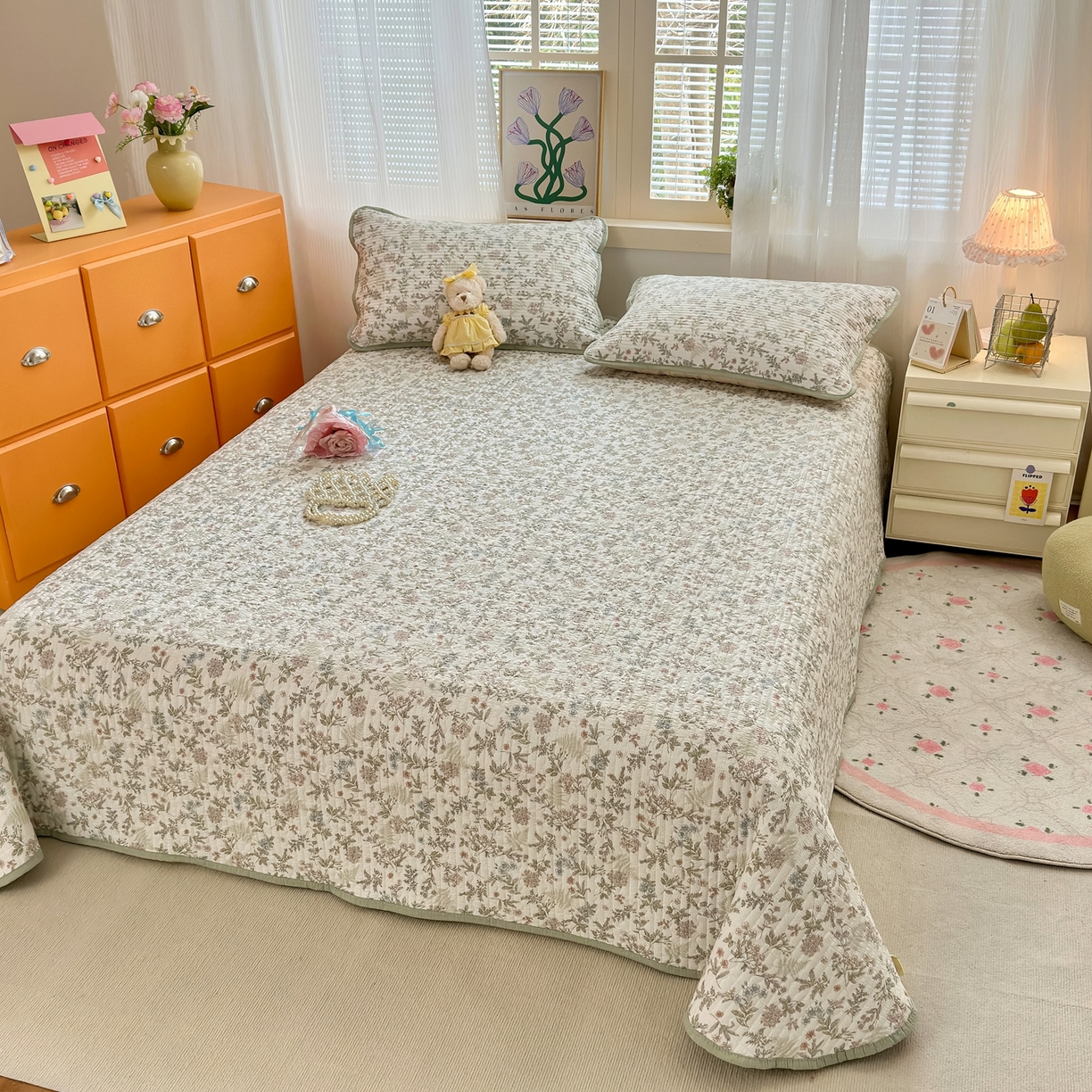 91家纺网 家纺一手货源 找家纺 老帅的工厂店 2026新款三角针泡芙夏被夏被夏凉被空调被床盖四件套 花信