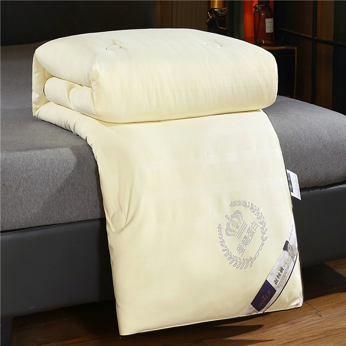 91家纺网 家纺一手货源 找家纺 前程家纺2025被夏被春秋被冬被芯双胎被二合一拉链款子母被米黄色