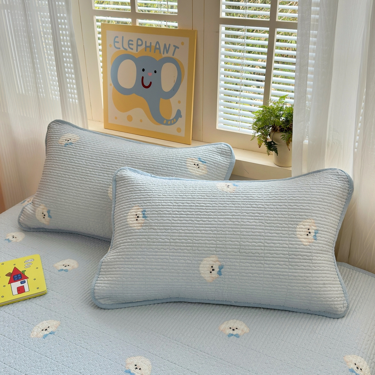 91家纺网 家纺一手货源 找家纺 老帅的工厂店 2026新款三角针泡芙夏被夏被夏凉被空调被床盖四件套 蓝蓝狗