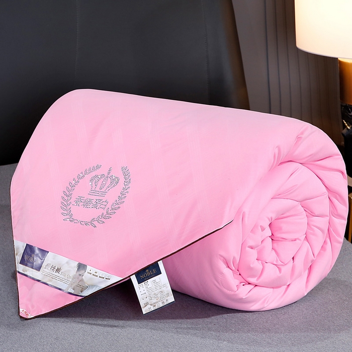 91家纺网 家纺一手货源 找家纺 前程家纺2025被夏被春秋被冬被芯双胎被二合一拉链款子母被明艳粉