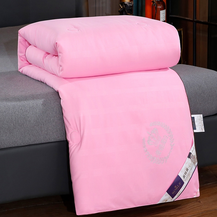 91家纺网 家纺一手货源 找家纺 前程家纺2025被夏被春秋被冬被芯双胎被二合一拉链款子母被明艳粉