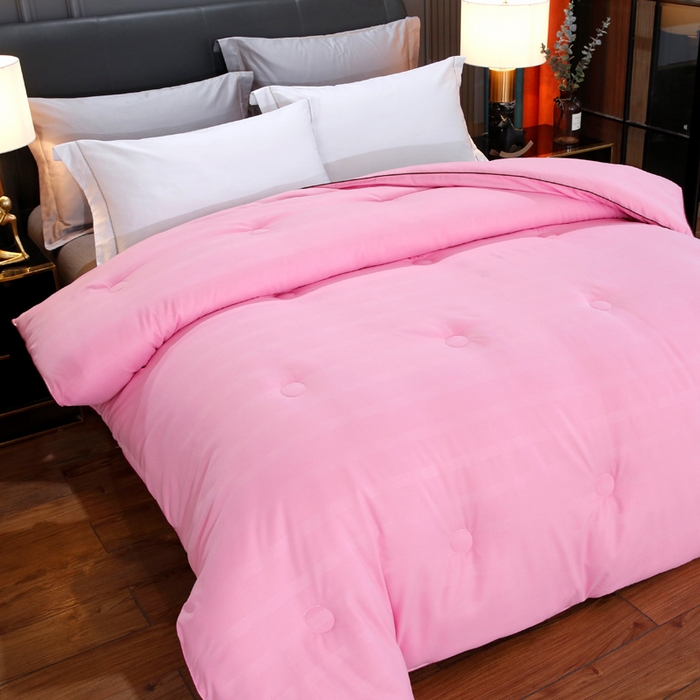 91家纺网 家纺一手货源 找家纺 前程家纺2025被夏被春秋被冬被芯双胎被二合一拉链款子母被明艳粉