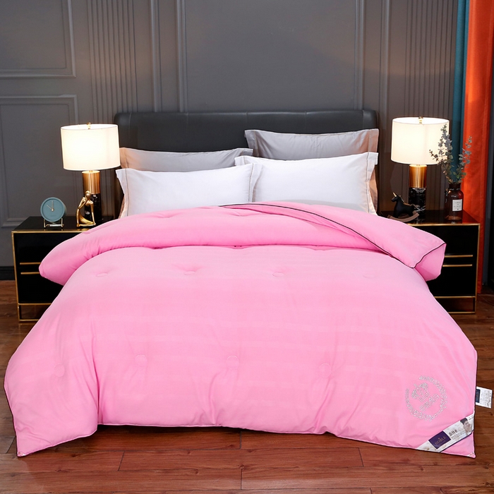 91家纺网 家纺一手货源 找家纺 前程家纺2025被夏被春秋被冬被芯双胎被二合一拉链款子母被明艳粉