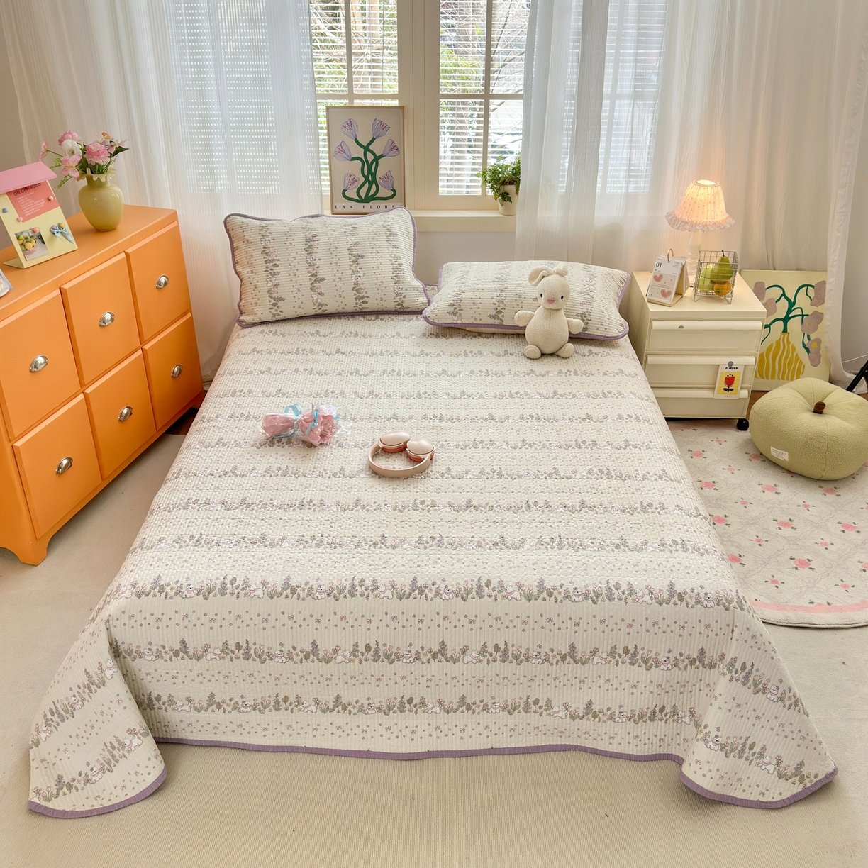 91家纺网 家纺一手货源 找家纺 老帅的工厂店 2026新款三角针泡芙夏被夏被夏凉被空调被床盖四件套 萌狗