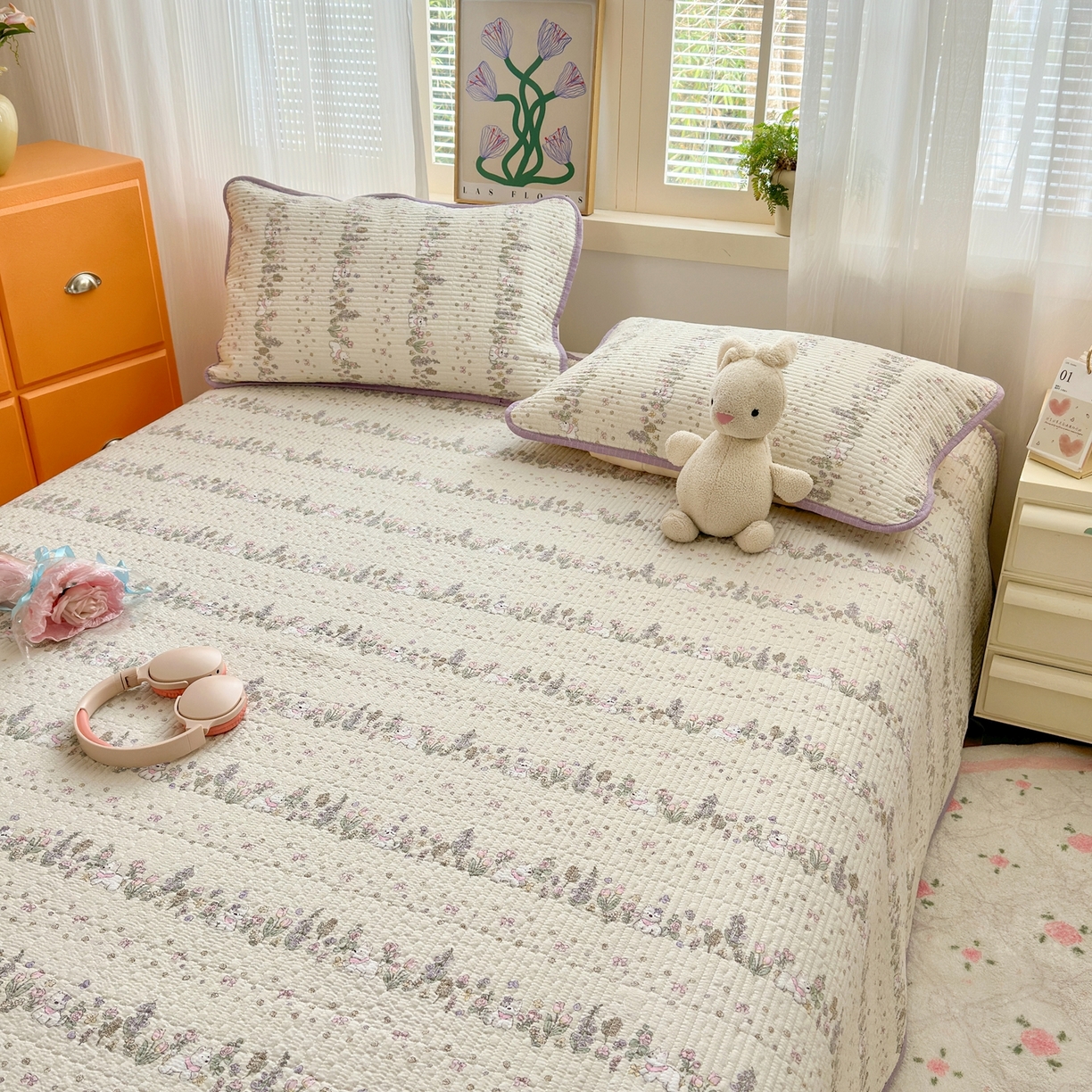 91家纺网 家纺一手货源 找家纺 老帅的工厂店 2026新款三角针泡芙夏被夏被夏凉被空调被床盖四件套 萌狗