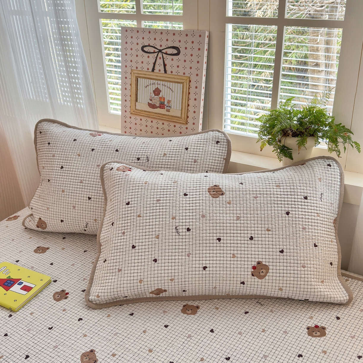 91家纺网 家纺一手货源 找家纺 老帅的工厂店 2026新款三角针泡芙夏被夏被夏凉被空调被床盖四件套 奶咖小熊