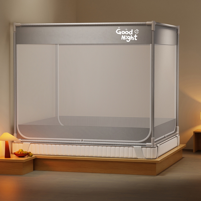 91家纺网 家纺一手货源 找家纺 （总）壹和 2026新款坐床蚊帐外穿杆全底-有收纳袋-防摔蚊帐-自连接烤漆支架