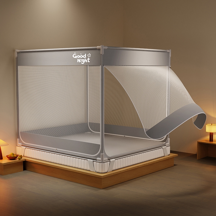 91家纺网 家纺一手货源 找家纺 （总）壹和 2026新款坐床蚊帐外穿杆全底-有收纳袋-防摔蚊帐-自连接烤漆支架