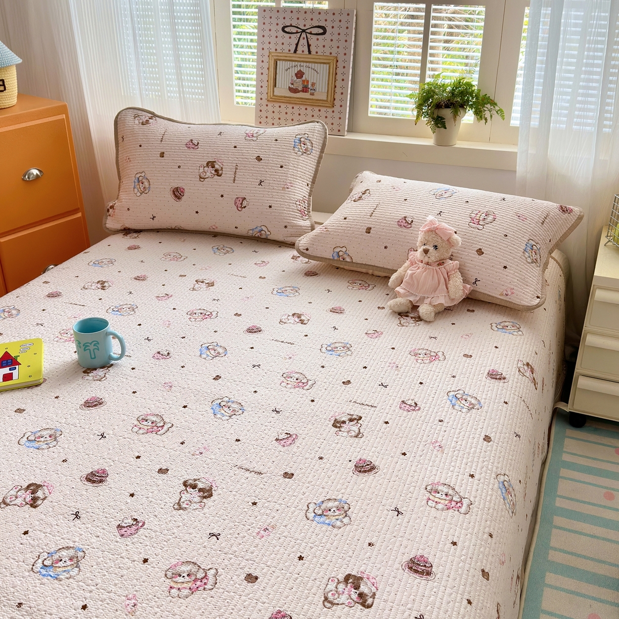 91家纺网 家纺一手货源 找家纺 老帅的工厂店 2026新款三角针泡芙夏被夏被夏凉被空调被床盖四件套 奶糯狗