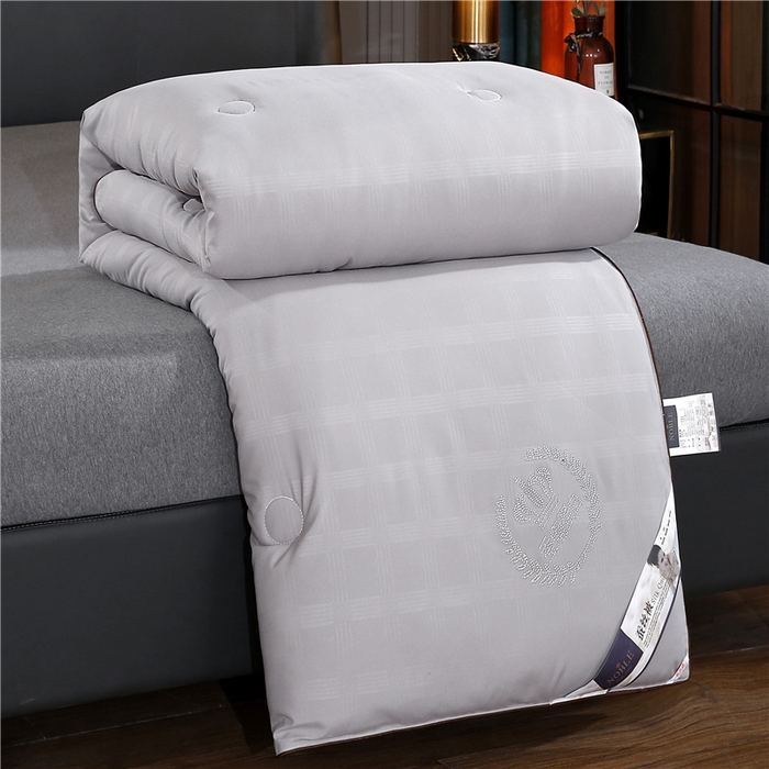 91家纺网 家纺一手货源 找家纺 前程家纺2025被夏被春秋被冬被芯双胎被二合一拉链款子母被绅士灰