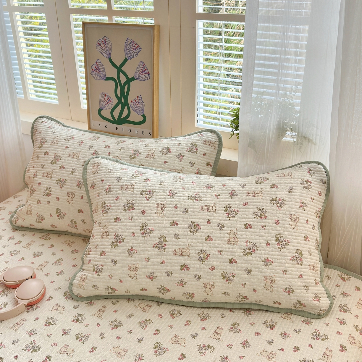 91家纺网 家纺一手货源 找家纺 老帅的工厂店 2026新款三角针泡芙夏被夏被夏凉被空调被床盖四件套 碎花兔