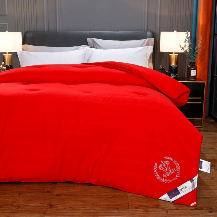 91家纺网 家纺一手货源 找家纺 前程家纺2025被夏被春秋被冬被芯双胎被二合一拉链款子母被中国红