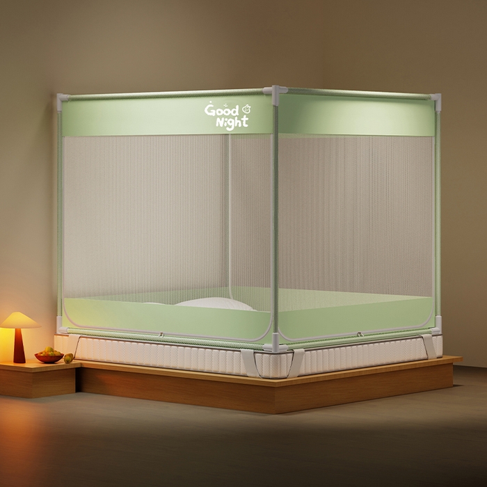 91家纺网 家纺一手货源 找家纺 （总）壹和 2026新款坐床蚊帐外穿杆全底-有收纳袋-防摔蚊帐-自连接烤漆支架