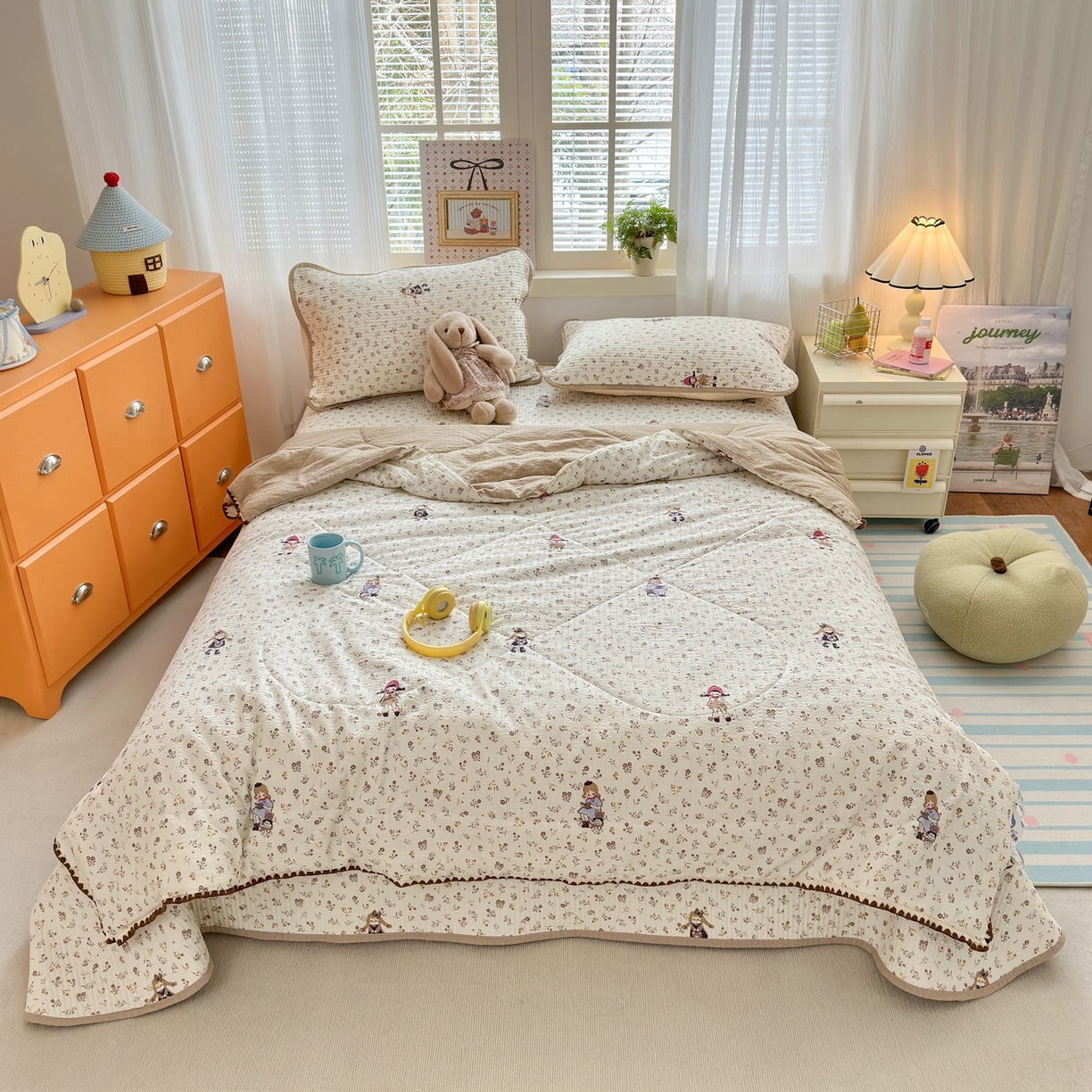 91家纺网 家纺一手货源 找家纺 老帅的工厂店 2026新款三角针泡芙夏被夏被夏凉被空调被床盖四件套 小红帽