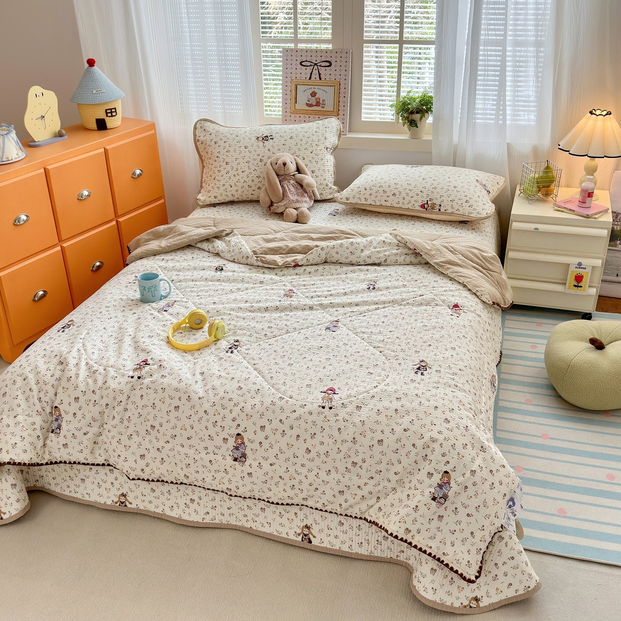 91家纺网 家纺一手货源 找家纺 老帅的工厂店 2026新款三角针泡芙夏被夏被夏凉被空调被床盖四件套 小红帽