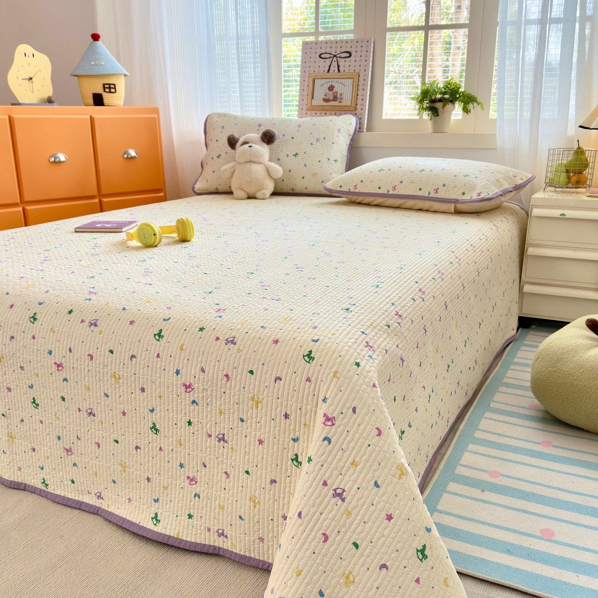 91家纺网 家纺一手货源 找家纺 老帅的工厂店 2026新款三角针泡芙夏被夏被夏凉被空调被床盖四件套 星月木马