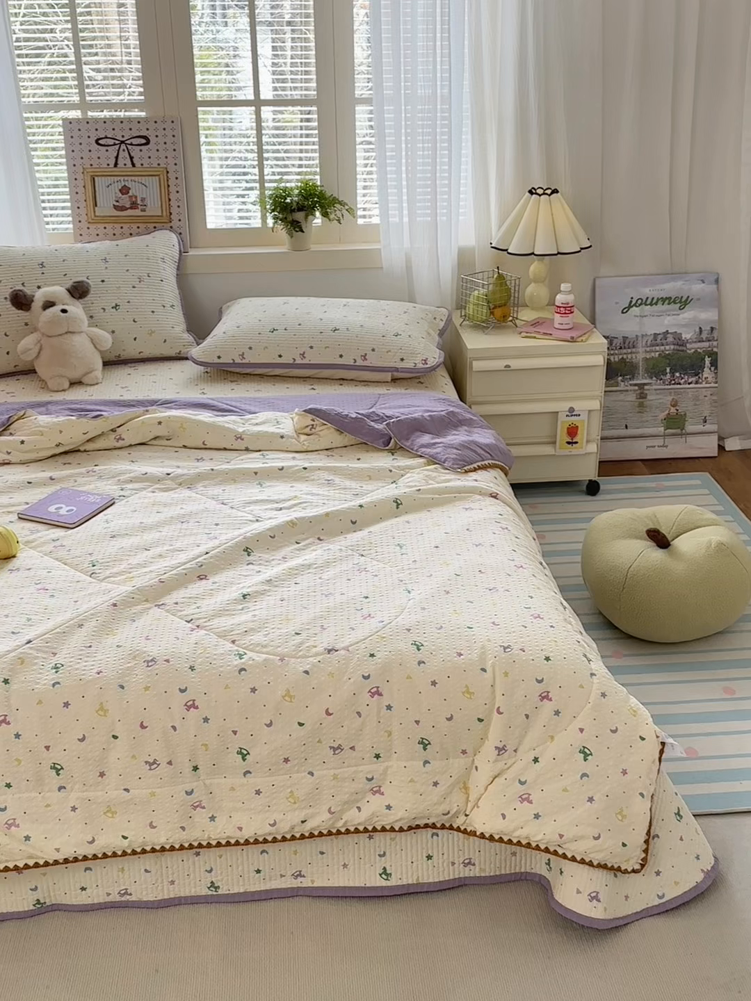 91家纺网 家纺一手货源 找家纺 老帅的工厂店 2026新款三角针泡芙夏被夏被夏凉被空调被床盖四件套 星月木马