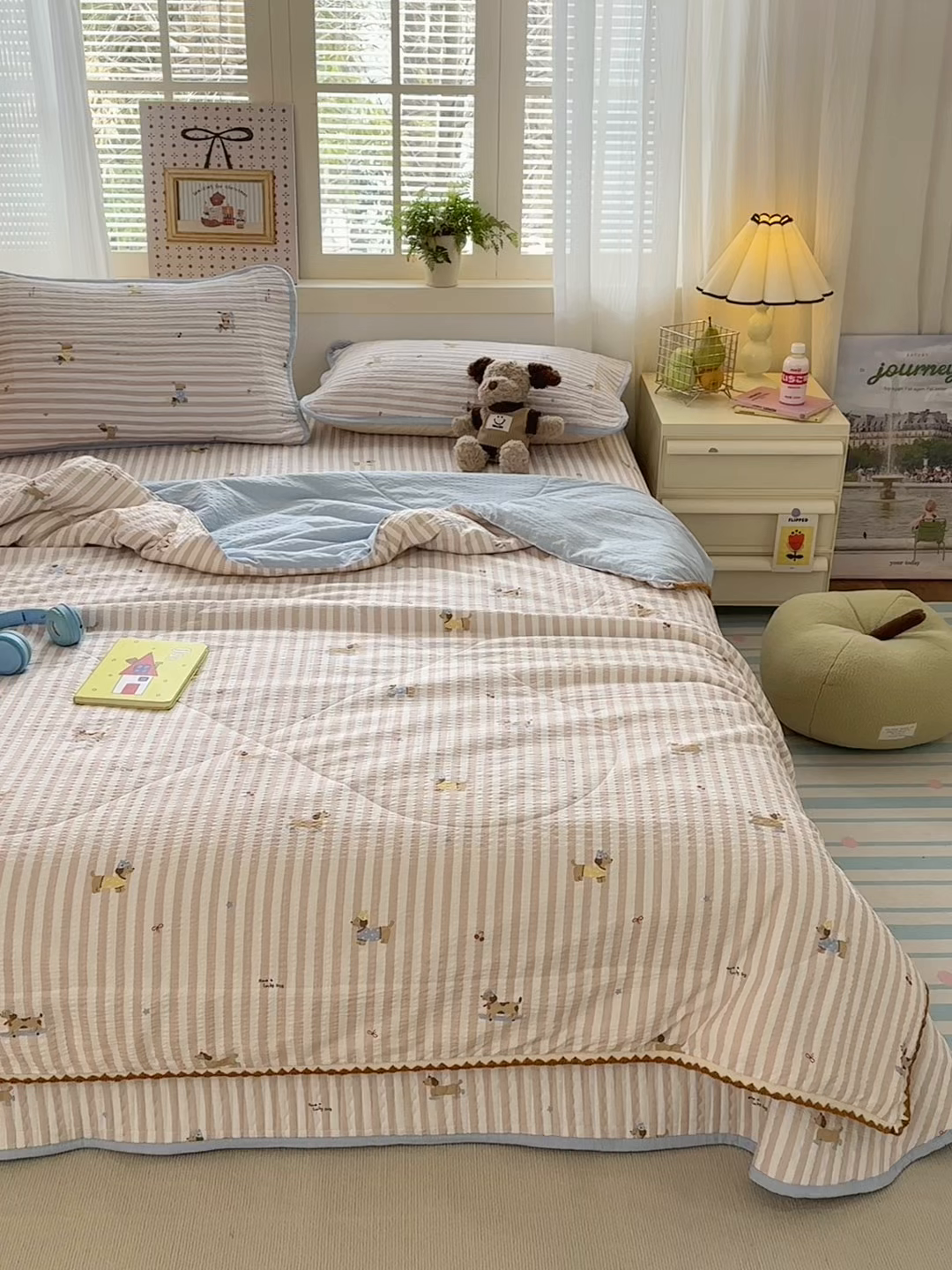 91家纺网 家纺一手货源 找家纺 老帅的工厂店 2026新款三角针泡芙夏被夏被夏凉被空调被床盖四件套 幸运狗