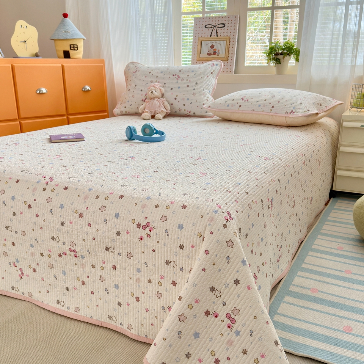 91家纺网 家纺一手货源 找家纺 老帅的工厂店 2026新款三角针泡芙夏被夏被夏凉被空调被床盖四件套 雪星织