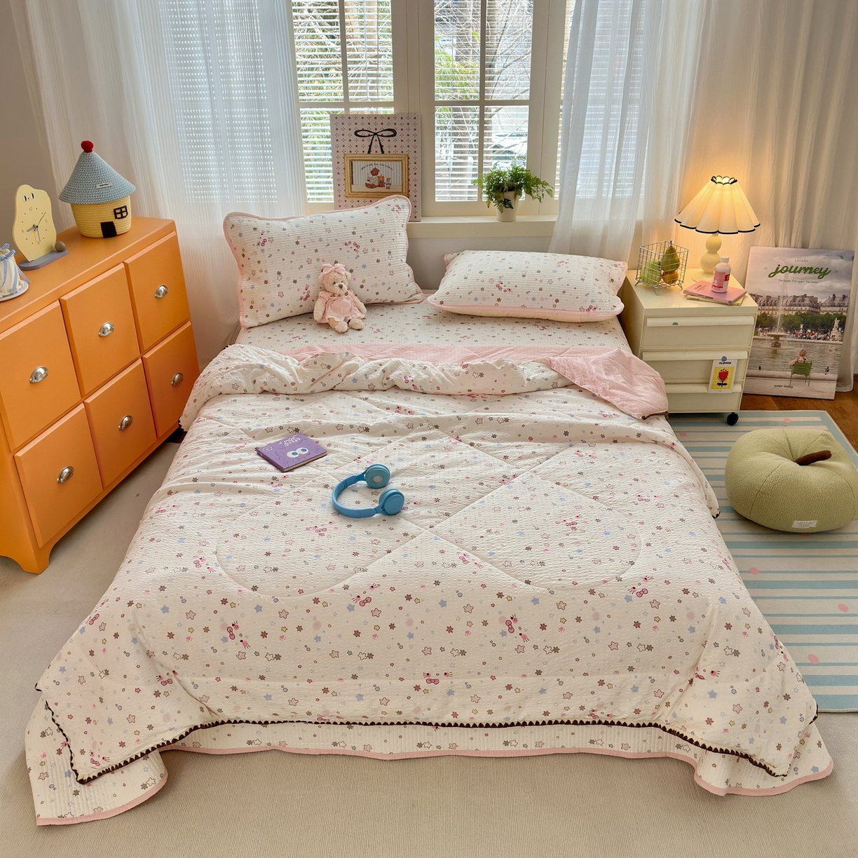 91家纺网 家纺一手货源 找家纺 老帅的工厂店 2026新款三角针泡芙夏被夏被夏凉被空调被床盖四件套 雪星织