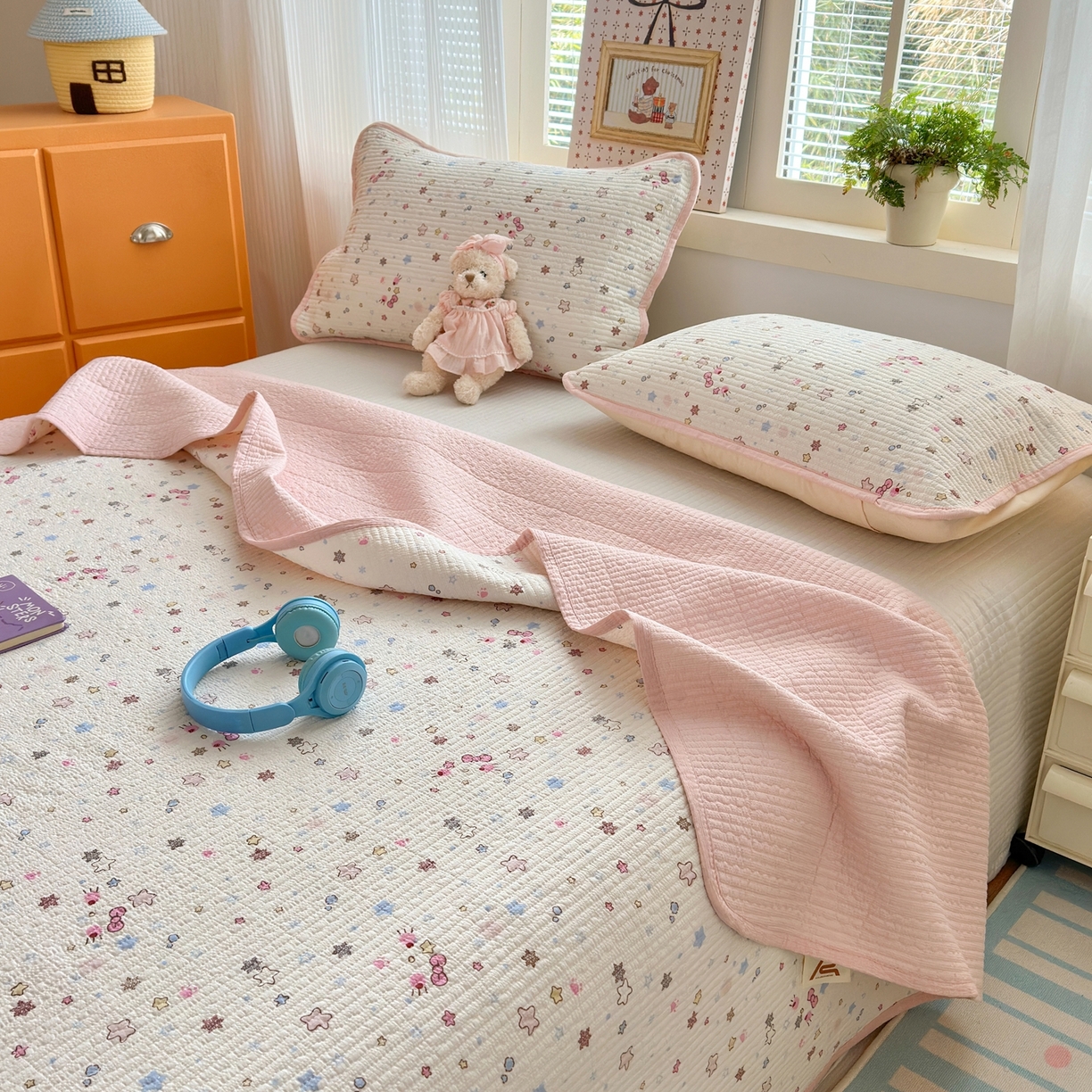 91家纺网 家纺一手货源 找家纺 老帅的工厂店 2026新款三角针泡芙夏被夏被夏凉被空调被床盖四件套 雪星织