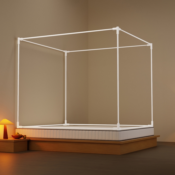 91家纺网 家纺一手货源 找家纺 壹和 2026新款坐床蚊帐外穿杆全底-有收纳袋-防摔蚊帐-自连接烤漆支架 蓝-字母