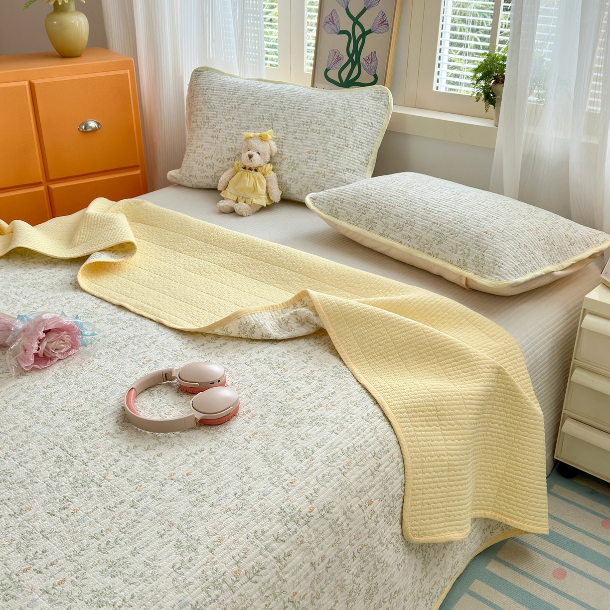 91家纺网 家纺一手货源 找家纺 老帅的工厂店 2026新款三角针泡芙夏被夏被夏凉被空调被床盖四件套 枝蔓