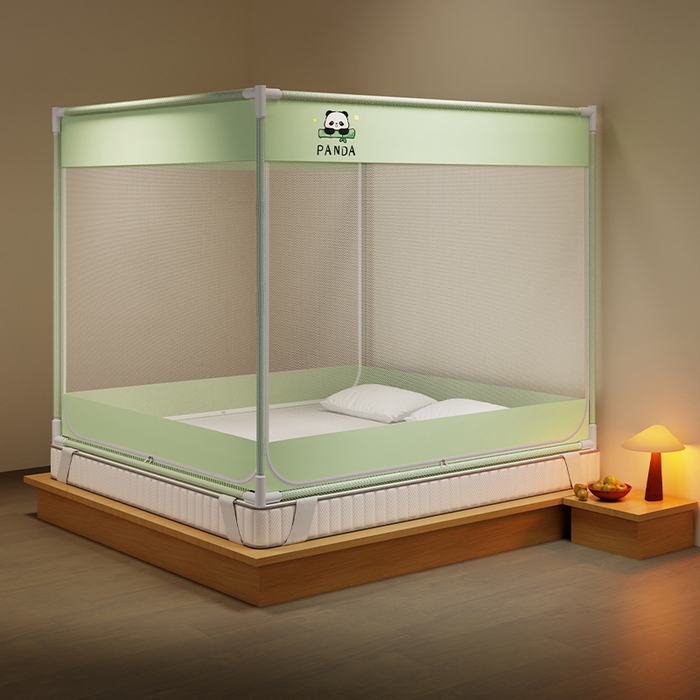 壹和 2026新款坐床蚊帐外穿杆全底-有收纳袋-防摔蚊帐-自连接烤漆支架 绿色-熊猫