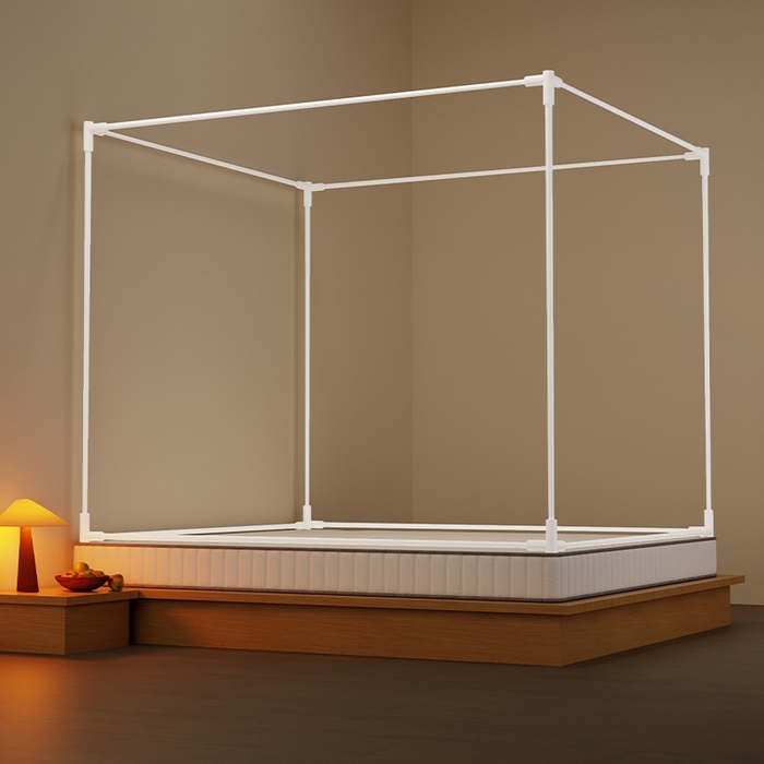 91家纺网 家纺一手货源 找家纺 壹和 2026新款坐床蚊帐外穿杆全底-有收纳袋-防摔蚊帐-自连接烤漆支架 米色-太阳