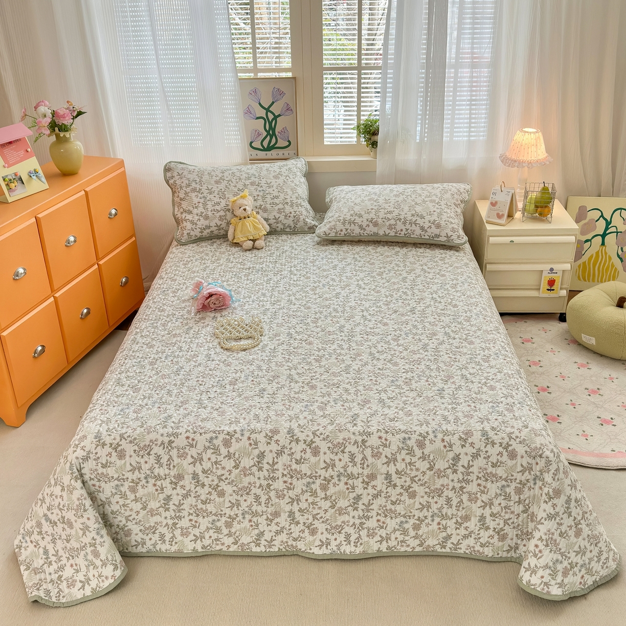 91家纺网 家纺一手货源 找家纺 老帅的工厂店 2026新款三角针泡芙夏被床盖四件套 花信