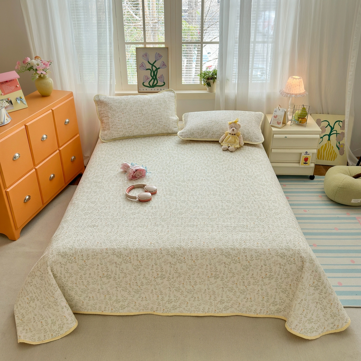 91家纺网 家纺一手货源 找家纺 老帅的工厂店 2026新款三角针泡芙夏被床盖四件套 枝蔓