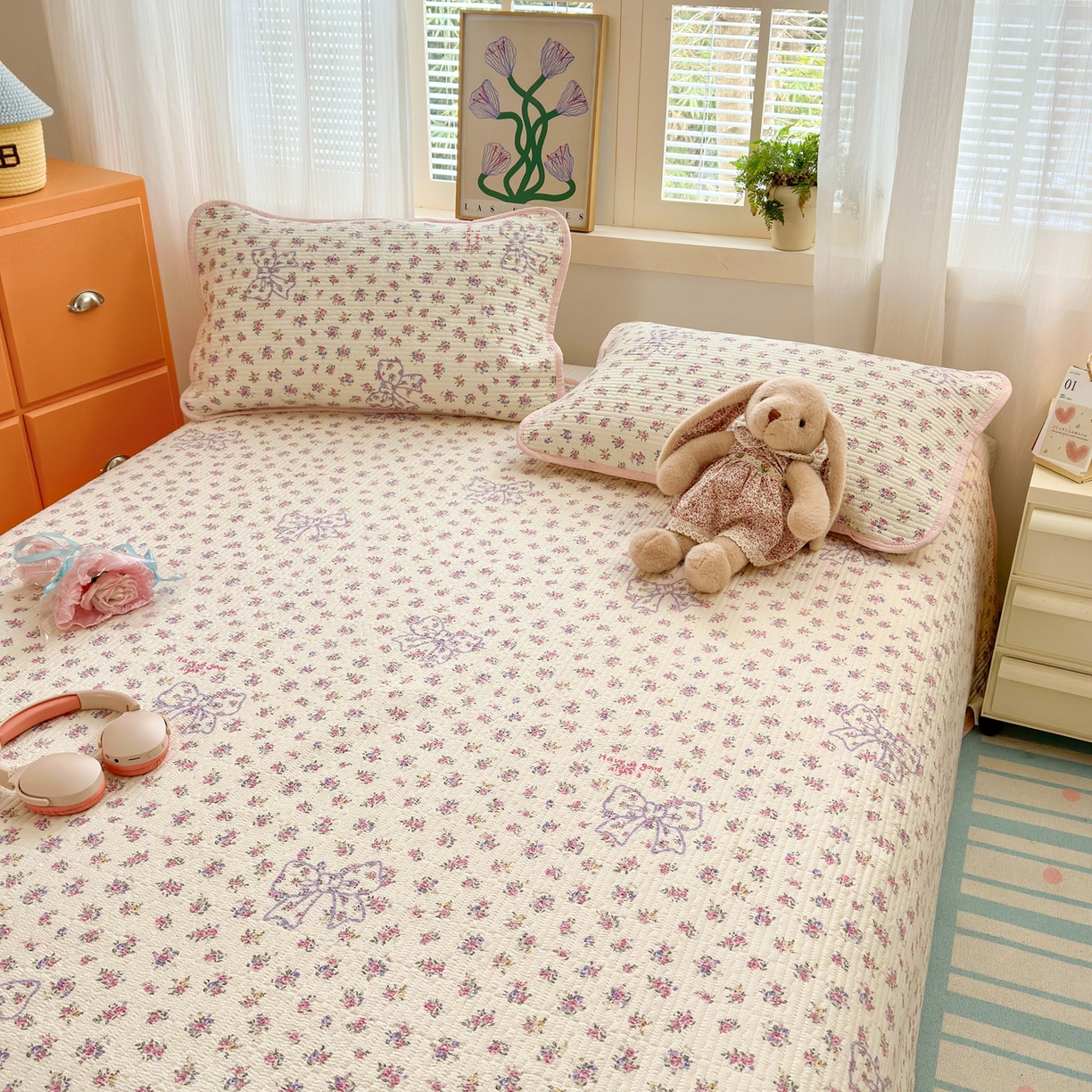 91家纺网 家纺一手货源 找家纺 老帅的工厂店 2026新款三角针泡芙夏被床盖四件套 繁花