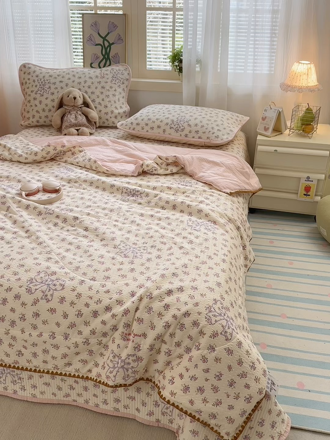 91家纺网 家纺一手货源 找家纺 老帅的工厂店 2026新款三角针泡芙夏被床盖四件套 繁花