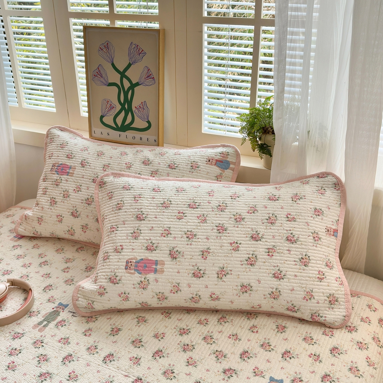 91家纺网 家纺一手货源 找家纺 老帅的工厂店 2026新款三角针泡芙夏被床盖四件套 粉衣小兔