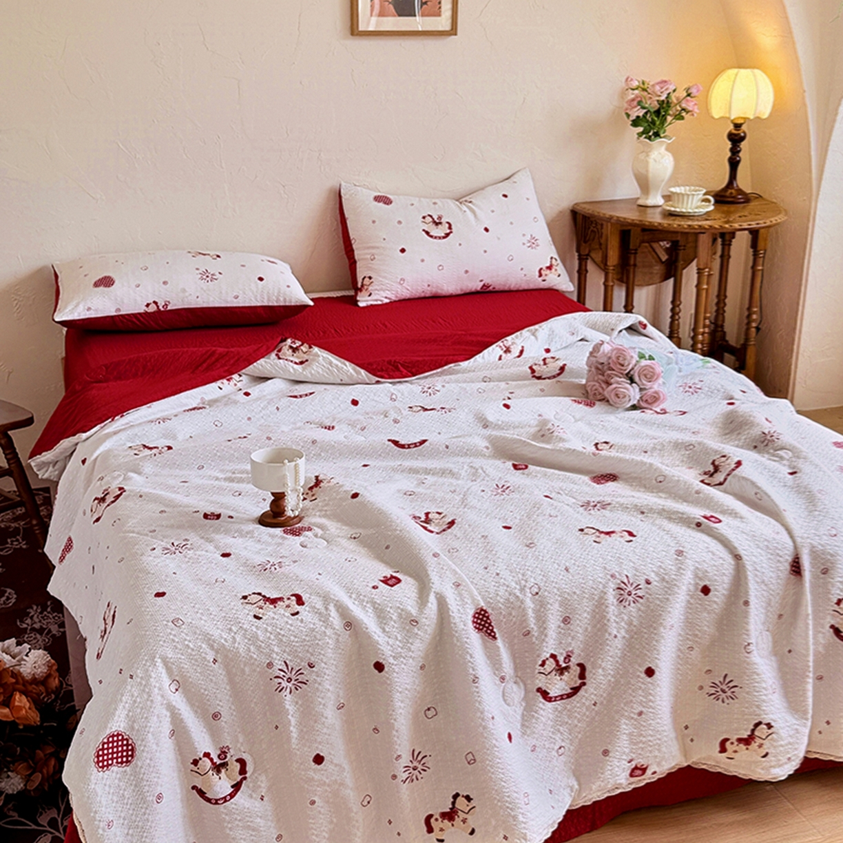 91家纺网 家纺一手货源 找家纺 亿品家纺 2026新款泡芙棉花边款夏被夏凉被空调被 马上有钱