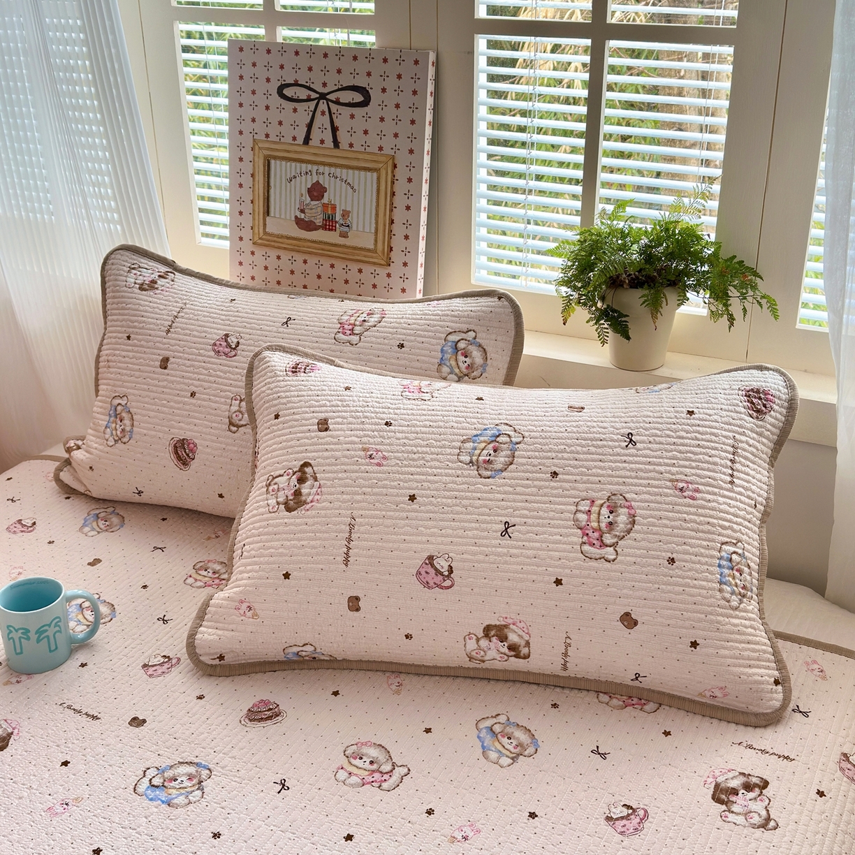 91家纺网 家纺一手货源 找家纺 老帅的工厂店 2026新款三角针泡芙夏被床盖四件套 奶糯狗