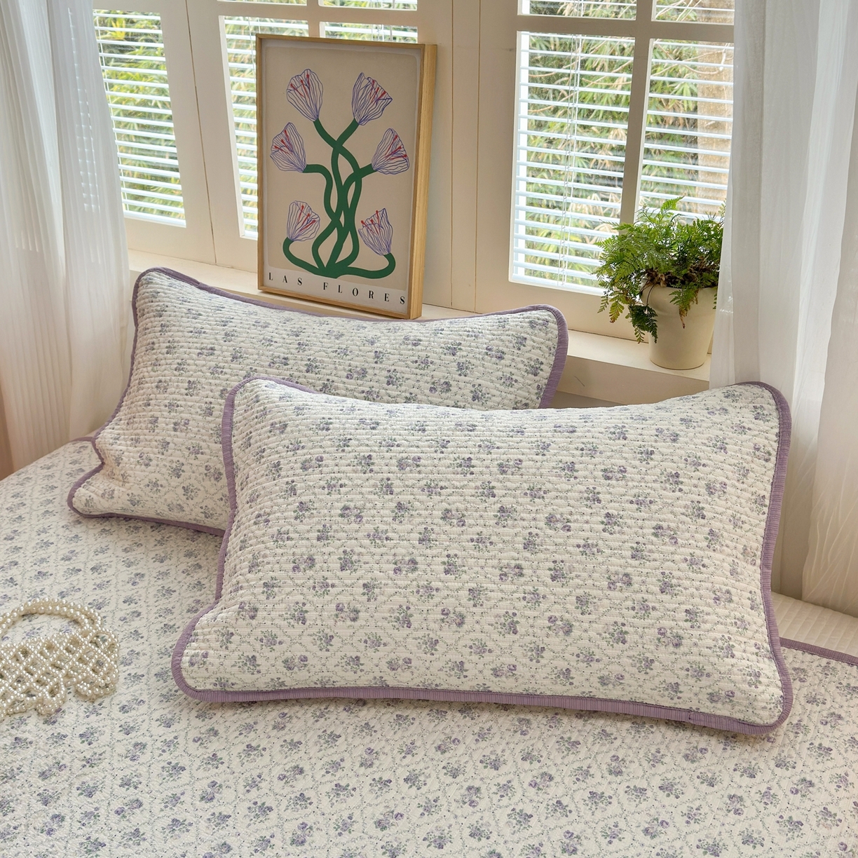 91家纺网 家纺一手货源 找家纺 老帅的工厂店 2026新款三角针泡芙夏被床盖四件套 柔紫漫花