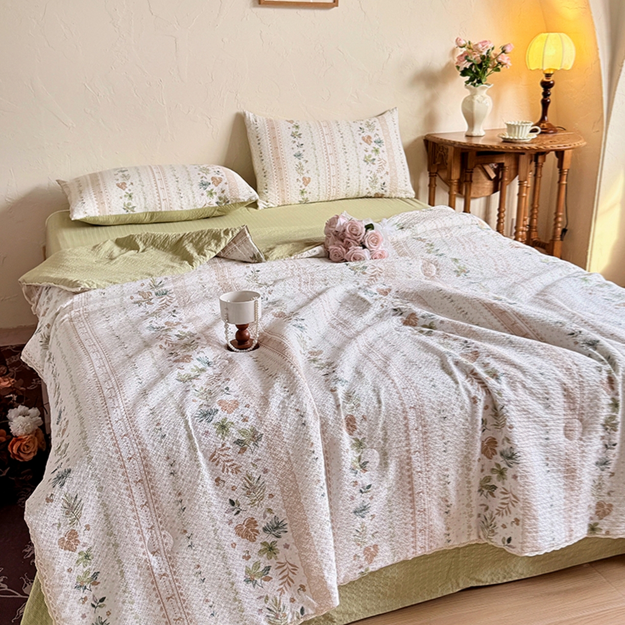 91家纺网 家纺一手货源 找家纺 亿品家纺 2026新款泡芙棉花边款夏被夏凉被空调被 时光