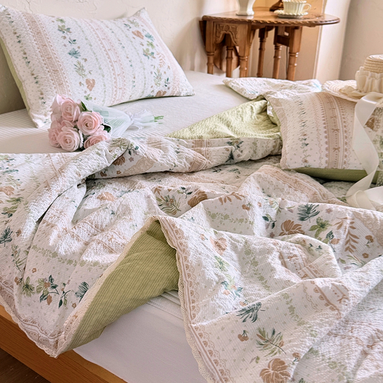 91家纺网 家纺一手货源 找家纺 亿品家纺 2026新款泡芙棉花边款夏被夏凉被空调被 时光