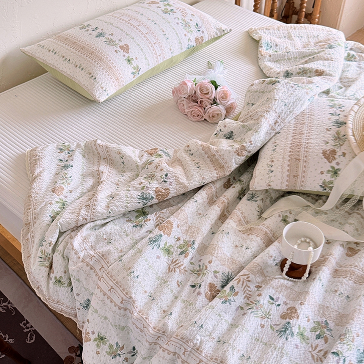 91家纺网 家纺一手货源 找家纺 亿品家纺 2026新款泡芙棉花边款夏被夏凉被空调被 时光