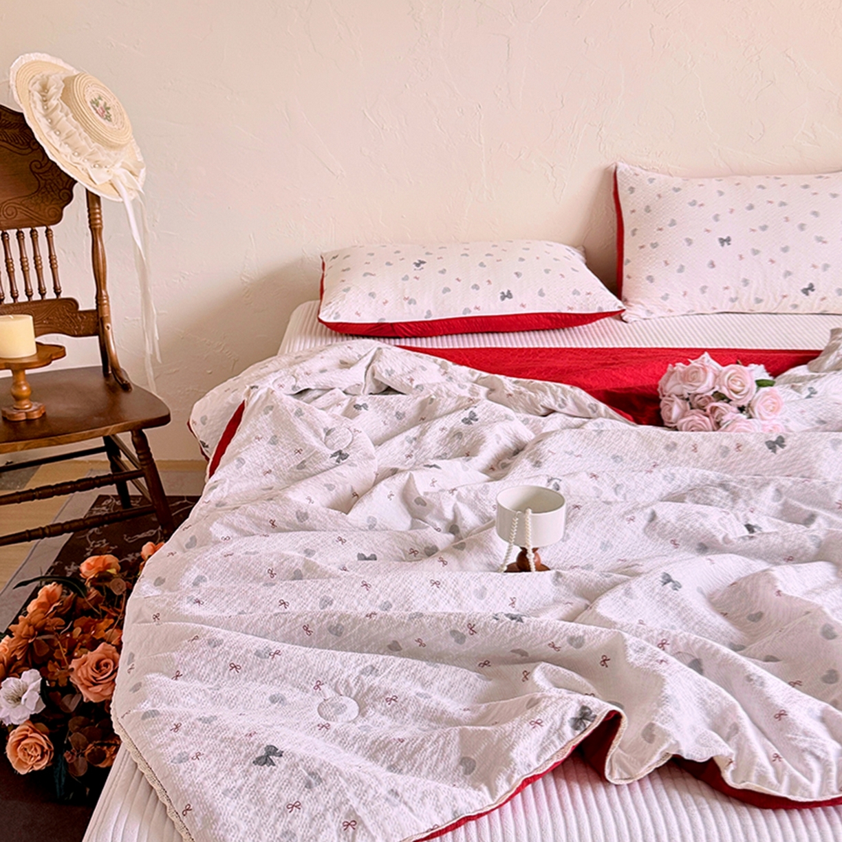 91家纺网 家纺一手货源 找家纺 亿品家纺 2026新款泡芙棉花边款夏被夏凉被空调被 心动