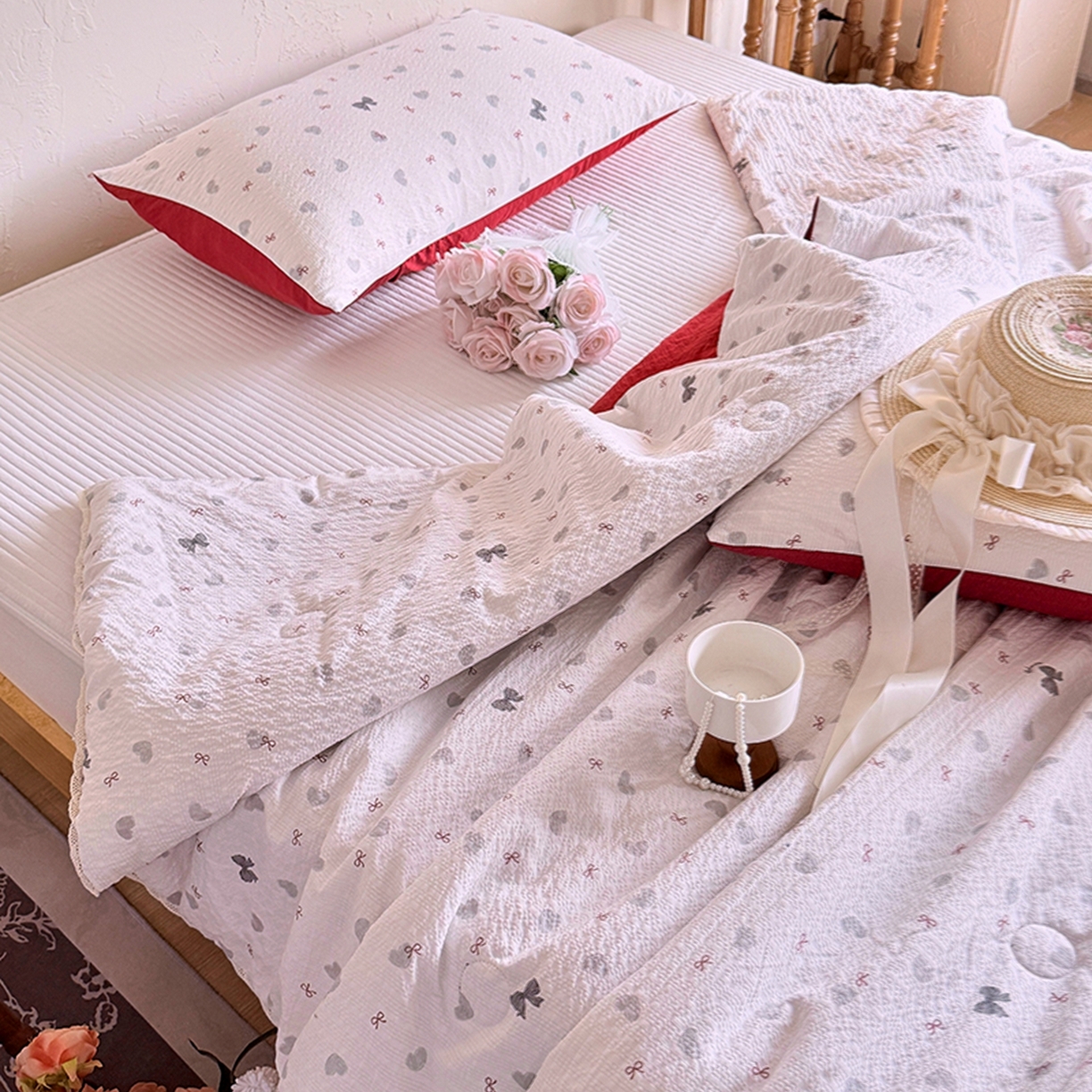 91家纺网 家纺一手货源 找家纺 亿品家纺 2026新款泡芙棉花边款夏被夏凉被空调被 心动