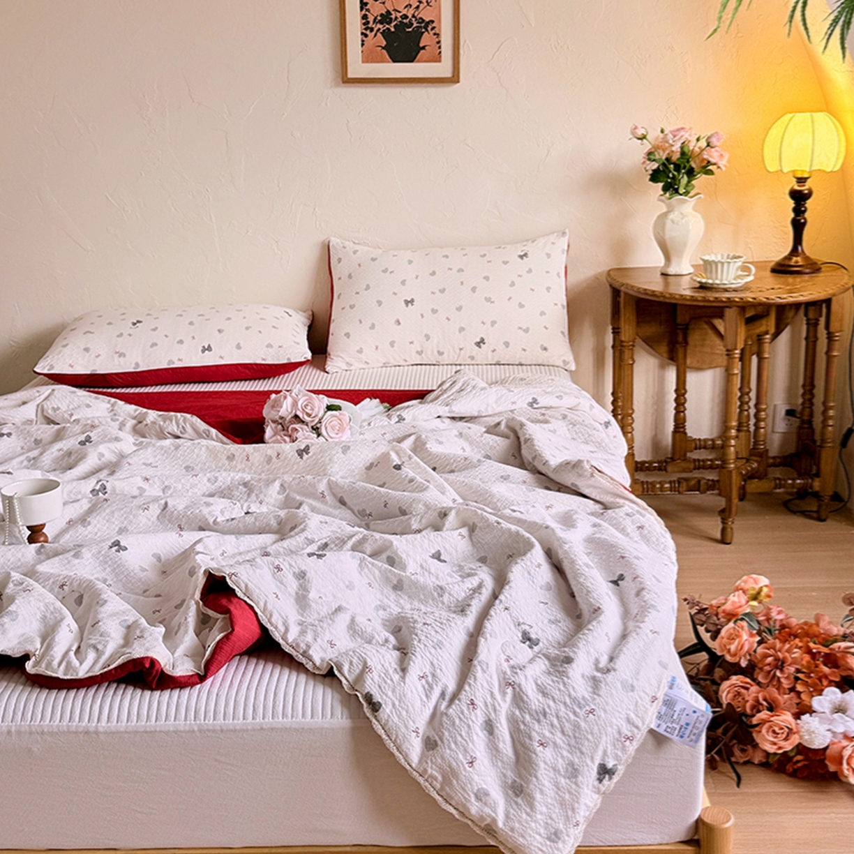 91家纺网 家纺一手货源 找家纺 亿品家纺 2026新款泡芙棉花边款夏被夏凉被空调被 心动
